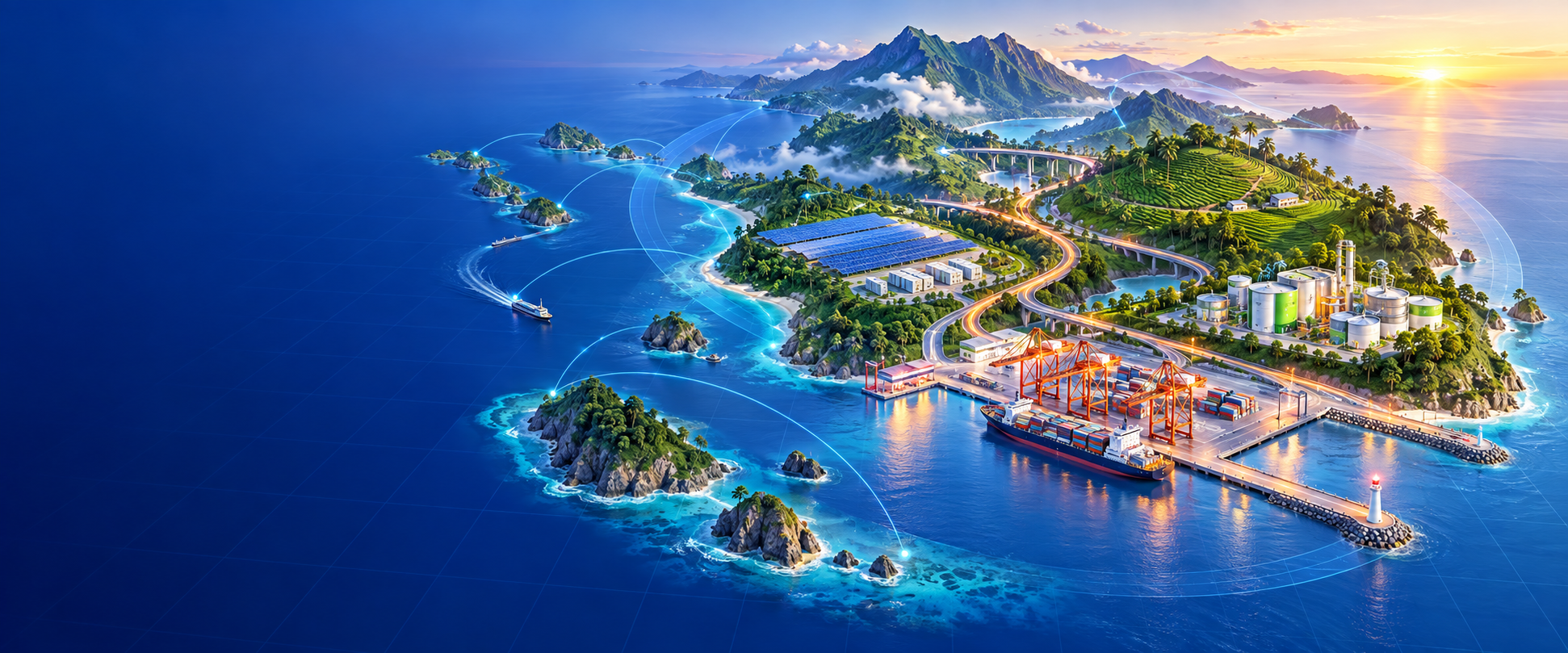 Visualisasi proyek strategis Sumatera Barat: pelabuhan, PLTS, industri hijau, dan konektivitas